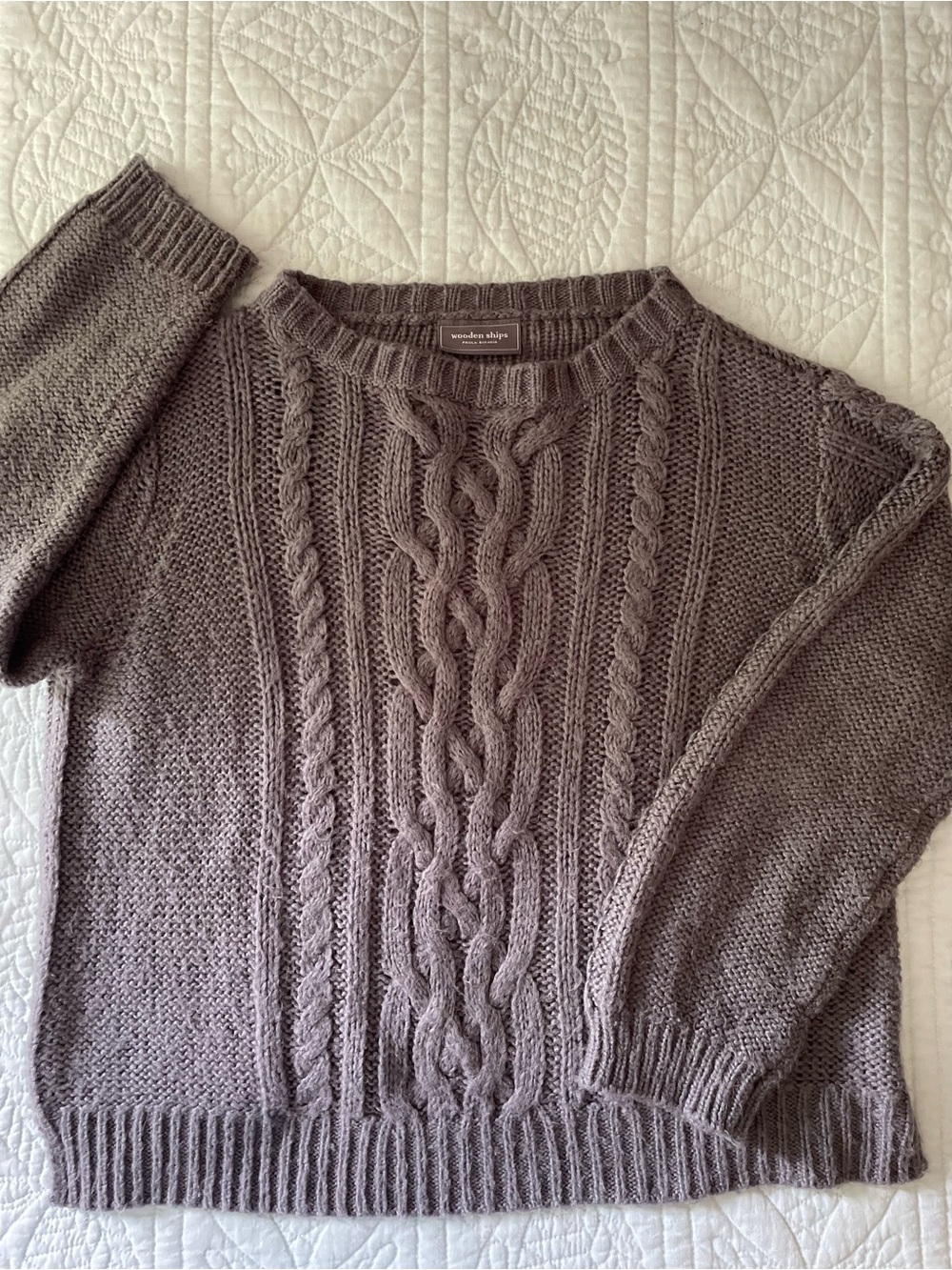Wooden Ships Aspen Cropped Cable Crew Chunky Knit Women's Sweater